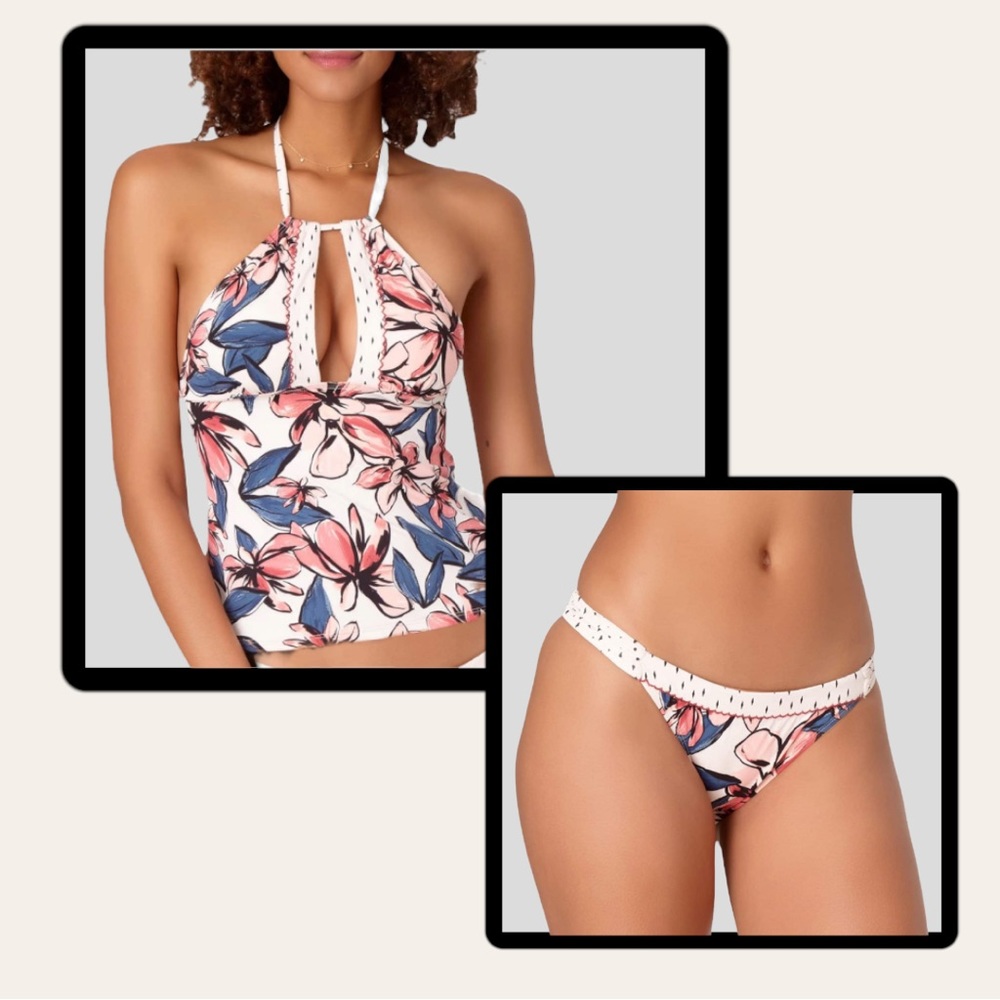 Anne Cole Studio Bondi Floral 2-Piece High-neck Triangle Halter Tankini